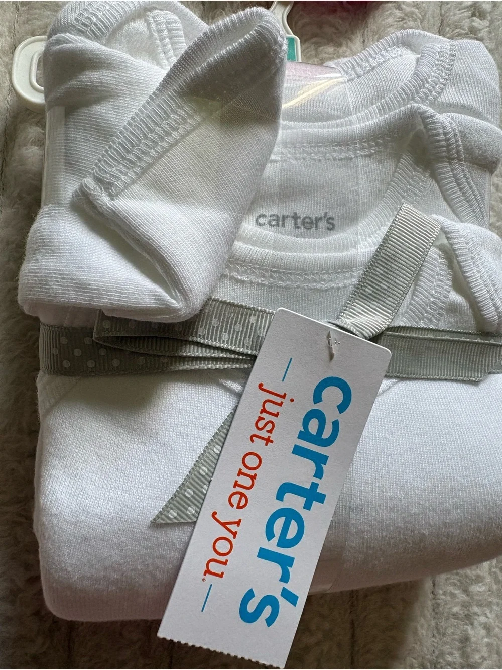 Carter's Red Long-Sleeve One-Piece with 3-Pack White Long Sleeve Bundle